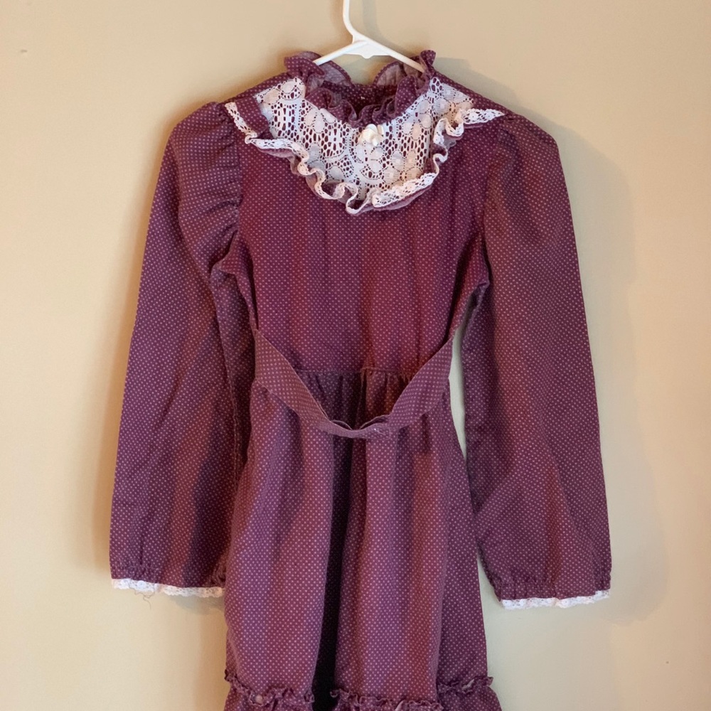 Miss Quality Girls Sz 12 vintage Plaid Dress Ruffles Eyelet Long Sleeves
